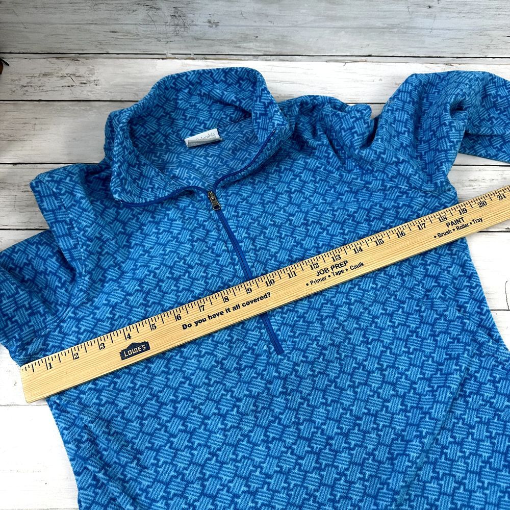 Columbia Womens Medium 1/4 Zip‎ blue lightweight geometric - Picture 6 of 8
